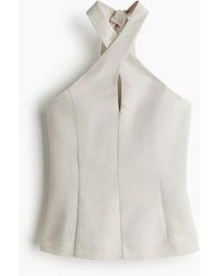 H&M - Top Dos Nu En Lin Mélangé - Lyst