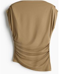 H&M - Drapiertes Shirt mit U-Boot-Ausschnitt - Lyst