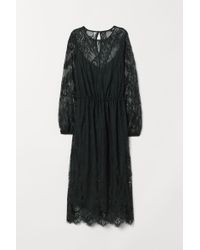 H&M Calf-length Lace Dress - Green