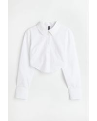 H&M Cut-out Crop Shirt - White