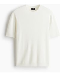 H&M - T-Shirt Slim Fit En Maille Côtelée - Lyst