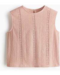 H&M - Blouse Froissée Avec Dentelle - Lyst