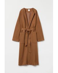 H&M Langer Mantel in Natur Damen Bekleidung Mäntel Regenjacken und Trenchcoats 