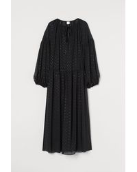 H&M Langes Chiffonkleid - Schwarz