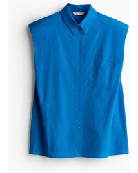 H&M - Mouwloze Overhemdblouse Met Schoudervullingen - Lyst