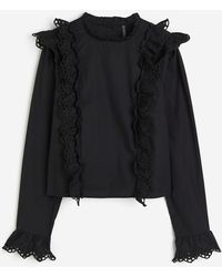 H&M - Volantbluse mit Detail in Broderie Anglaise - Lyst