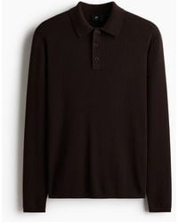 H&M - Polo Slim Fit En Maille Côtelée - Lyst