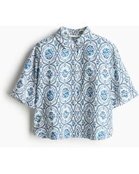 H&M - Twill Overhemdblouse Met Korte Mouwen - Lyst