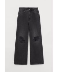 H&M Wide High Jeans - Schwarz