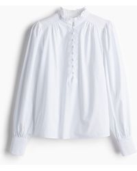 H&M - Baumwollbluse mit Volantkragen - Lyst