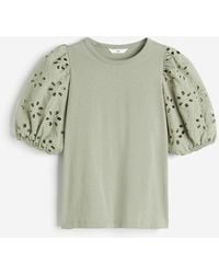 H&M - Shirt mit Broderie Anglaise - Lyst