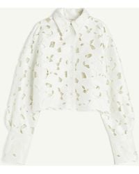 H&M - Satinbluse mit Broderie Anglaise - Lyst