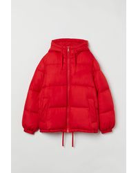 H&M Hooded Puffer Jacket - Red