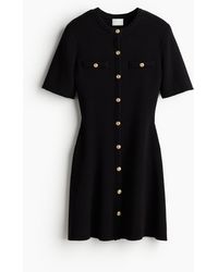 H&M - Durchgeknöpftes Kleid in Rippstrick - Lyst