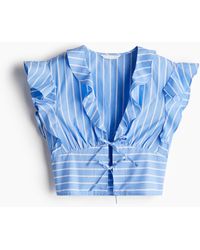 H&M - Popelinebluse mit Bindebändern - Lyst