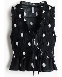 H&M - Gesmokte Top Met Strikdetails - Lyst