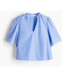 H&M - Baumwollbluse mit Broderie Anglaise - Lyst