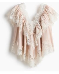 H&M - Bluse mit Spitzenborten - Lyst