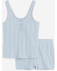 H&M - Top et short de pyjama en coton - Lyst