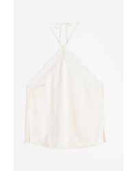 H&M - Neckholder-Top mit Spitzenbesatz - Lyst