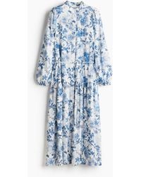 H&M - Langes Kleid mit Puffärmeln - Lyst