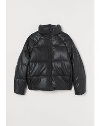 H&M Pufferjack Van Imitatieleer - Zwart