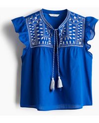 H&M - Bestickte Baumwollbluse - Lyst