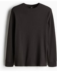 H&M - Shirt aus Waffeljersey in Slim Fit - Lyst