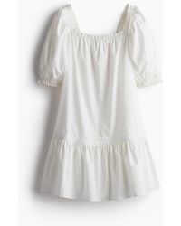 H&M - Popelinekleid mit Puffärmeln - Lyst
