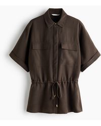 H&M - Top Van Twill Met Drawstring - Lyst