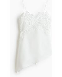 H&M - Top aus Leinenmischgewebe mit Spitze - Lyst