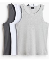 H&M - Set Van 3 Geribde Tanktops - Lyst