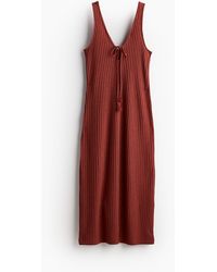 H&M - Tie-detail rib-knit dress - Lyst
