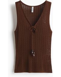H&M - Ajourgebreide Top Met Strikbandjes - Lyst