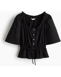 H&M - Baumwollbluse mit Volants - Lyst