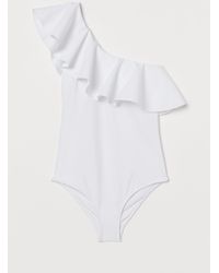 H&M Badeanzug mit Volant - Weiß