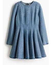 H&M - Denim Jurk Met Uitlopende Rok - Lyst