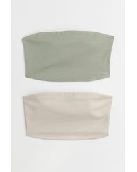 H&M 2-pack Cropped Tube Tops - Green