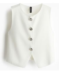 H&M - Cropped Tricot Gilet - Lyst