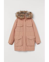 H&M Padded Parka With A Hood - Orange
