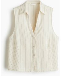 H&M - Ärmellose Bluse aus Leinenmix - Lyst