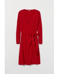 H&M + Gebreide Overslagjurk - Rood
