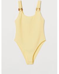 H&M Geribde Body - Geel