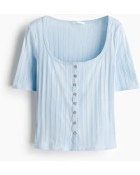 H&M - Shirt aus Pointellestrick - Lyst