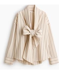 H&M - Popelinebluse zum Binden - Lyst