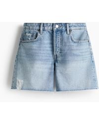 H&M - Denim Short Met Onafgewerkte Randen - Lyst