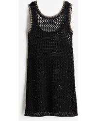 H&M - Minikleid im Häkellook mit Pailletten - Lyst