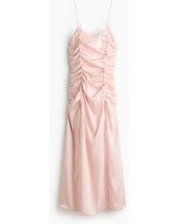 H&M - Satijnen Jurk Met Drawstrings - Lyst