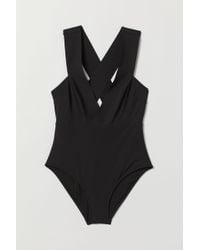 H&M V-neck Swimsuit - Black