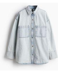 H&M - Oversized Denim Overhemdblouse - Lyst